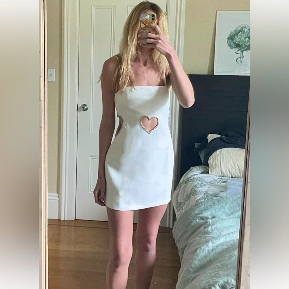 Heart Cut Out Embellished Tailored Mini Dress